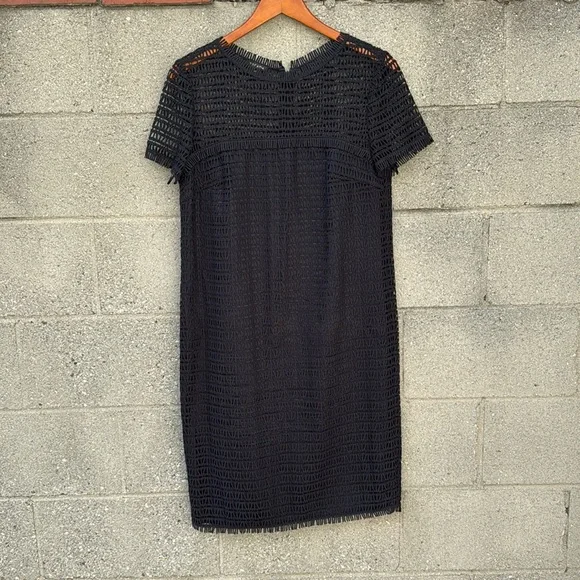 escada swiss lace dress $1.2K ESCADA silk blend lace dress black white sz 38 8 M
